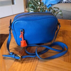 J. Crew Vibrant Blue Crossbody Camera Bag with Orange keys Tag